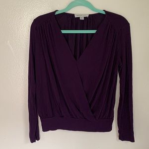 Amour Vert Dream Knit deep purple modal long sleeve faux wrap size XS USA